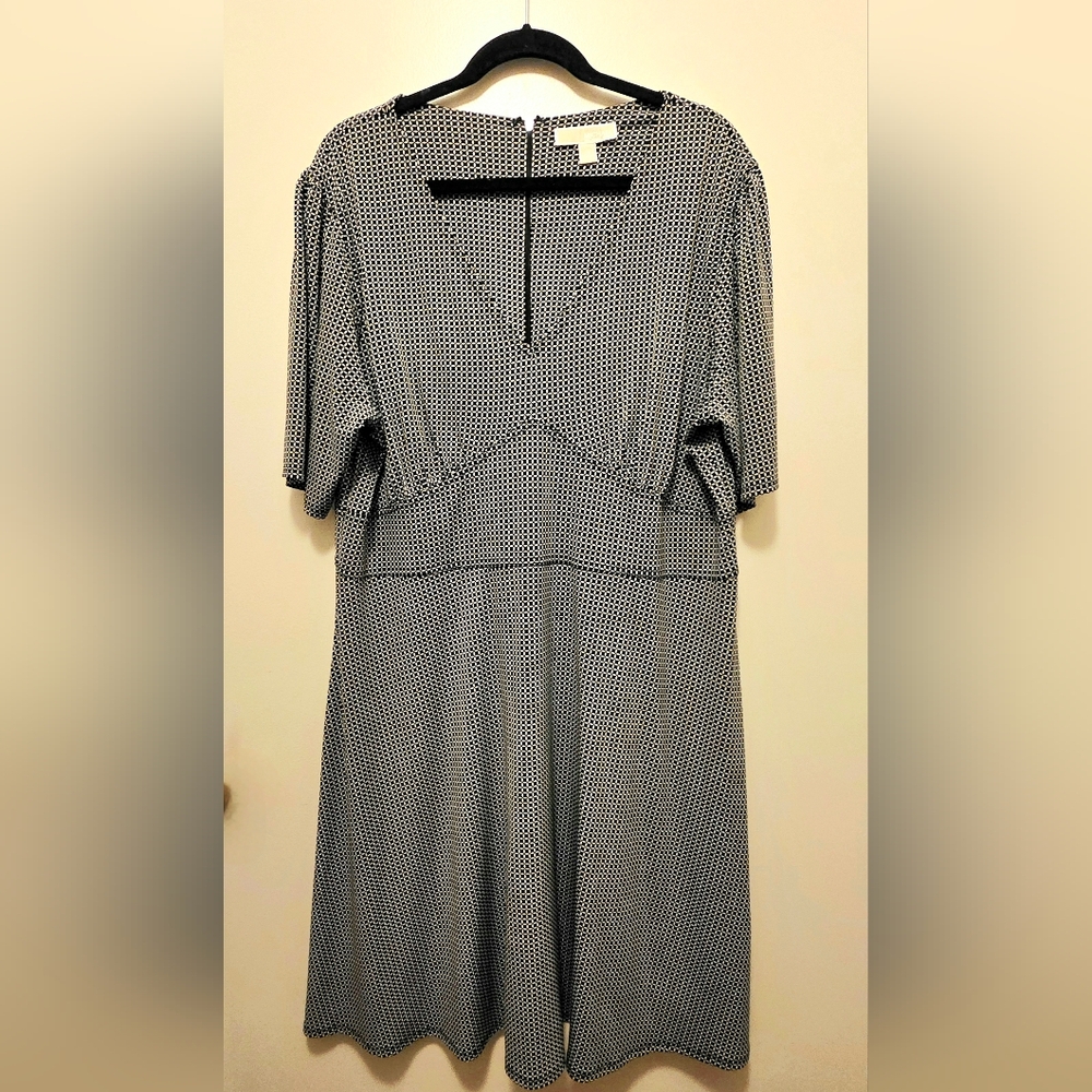 Michael Kors Black & White Stretch A-Line Dress 2X